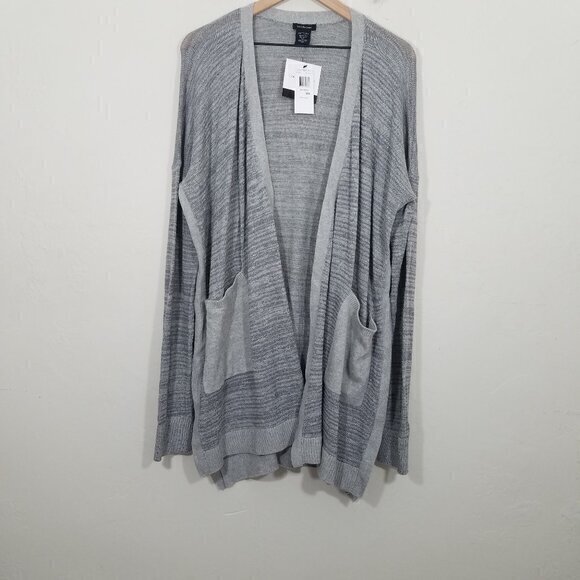 NWT Calvin Klein Jeans Sweater Open Front Cardigan with Pockets Gray Size XXL - Picture 1 of 5